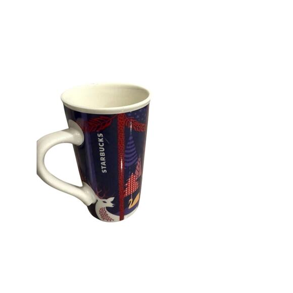 "Starbucks" Set Of 2 Tall Coffee Mugs 18 OZ Cups Bistro Purple Christmas Deer - Picture 8 of 15